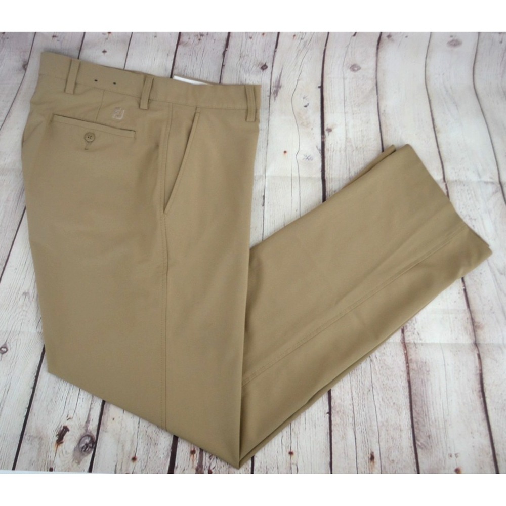 FOOTJOY Men's Flat Front Casual Performance Golf Pants SIZE 36/34 Tan